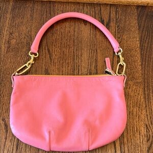 Clare V Petit Moyen - Pink Leather Crossbody Bag with Gold Hardware